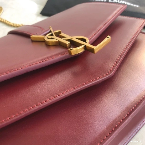 YSL BURGUNDY IN LEATHER SULPICE CHAIN MEDIUM BAG 0820
